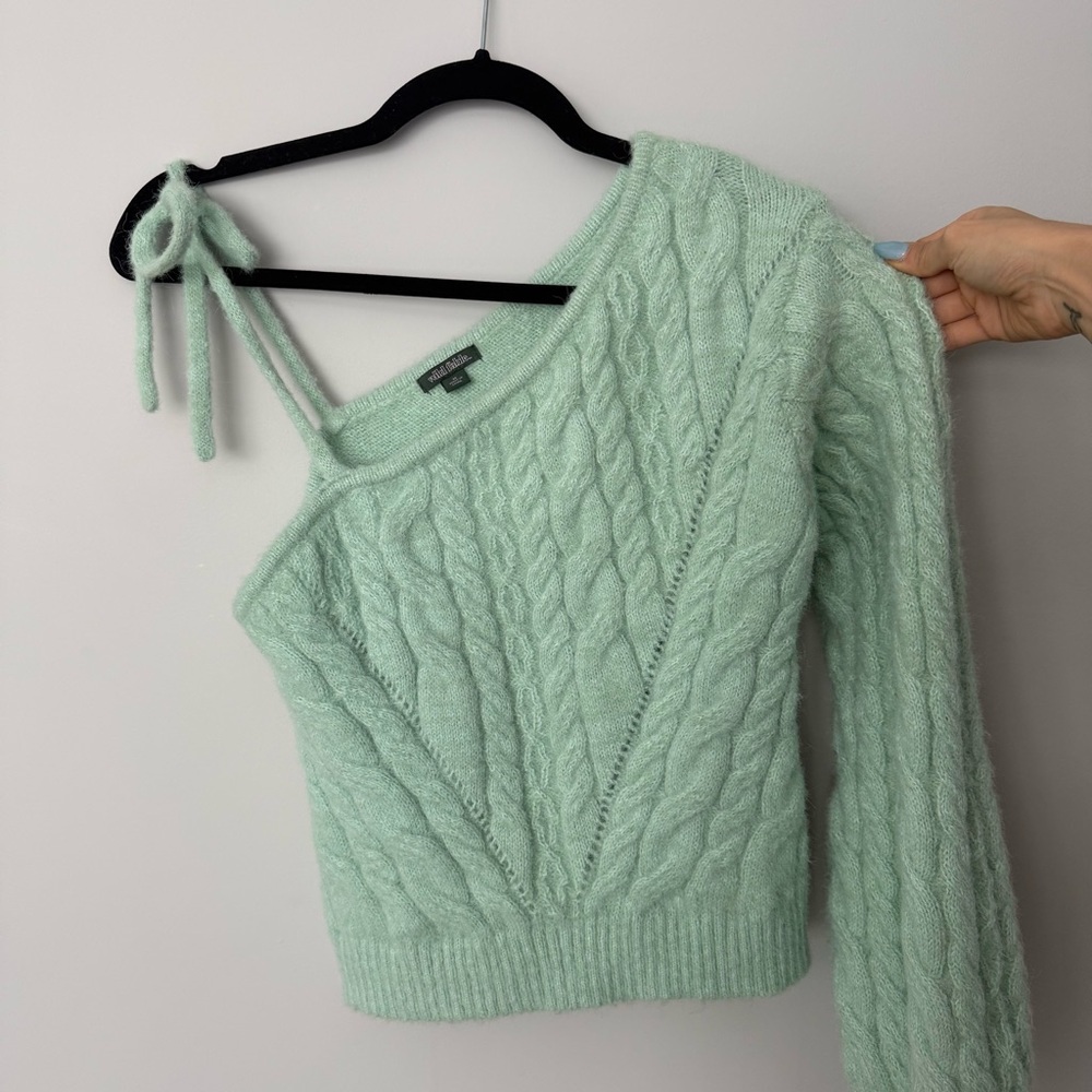 Mint Green Cable Knit Sweater